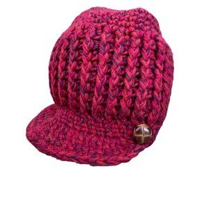 C.C Exclusives Crochet Chunky Knit Newsboy Hat Red Slouchy Baker Boy